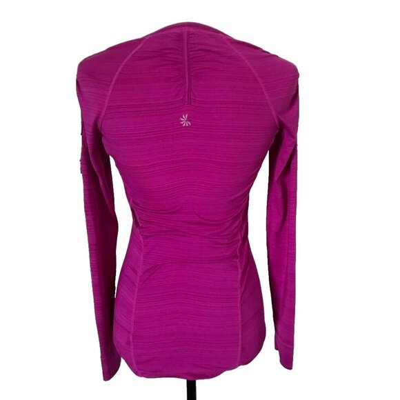 ATHLETA Long Sleeve 1/2 Zip Running Top Size XS Magenta Purple Fitted - Picture 5 of 9